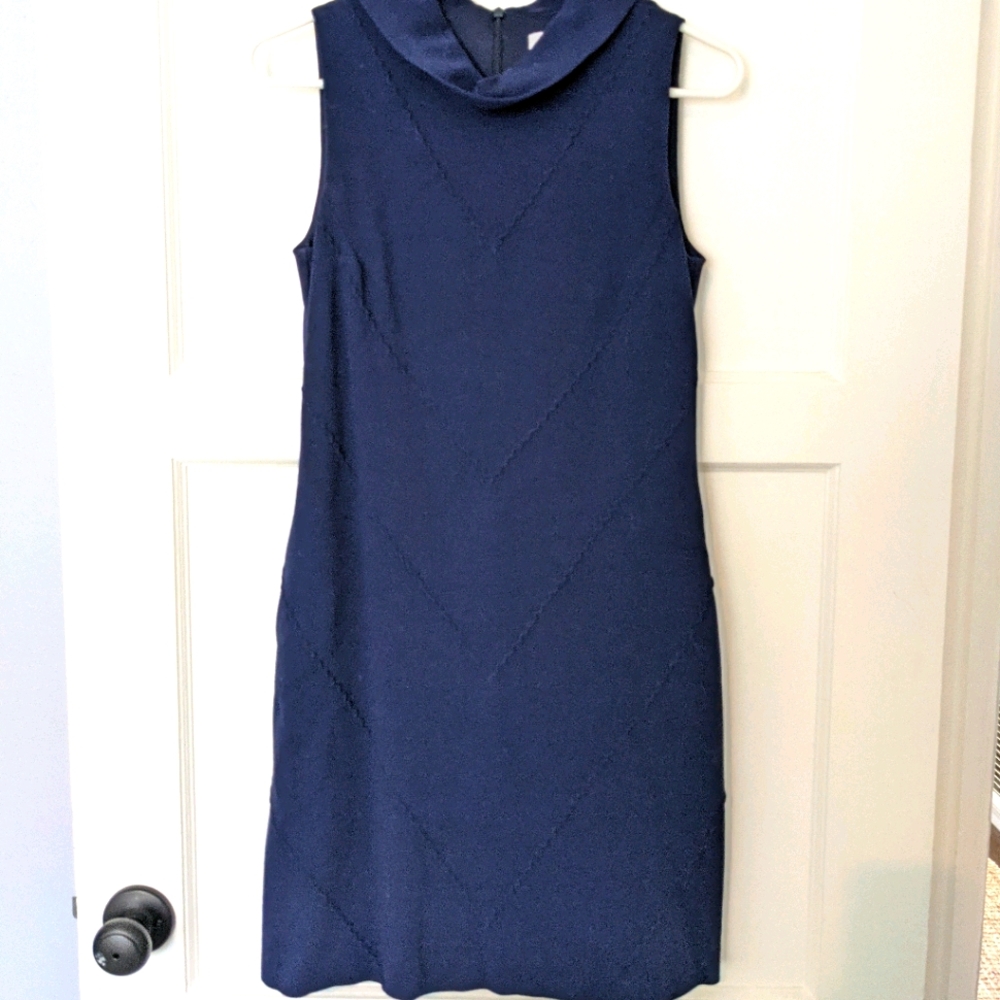 Navy blue sleeveless collared dress